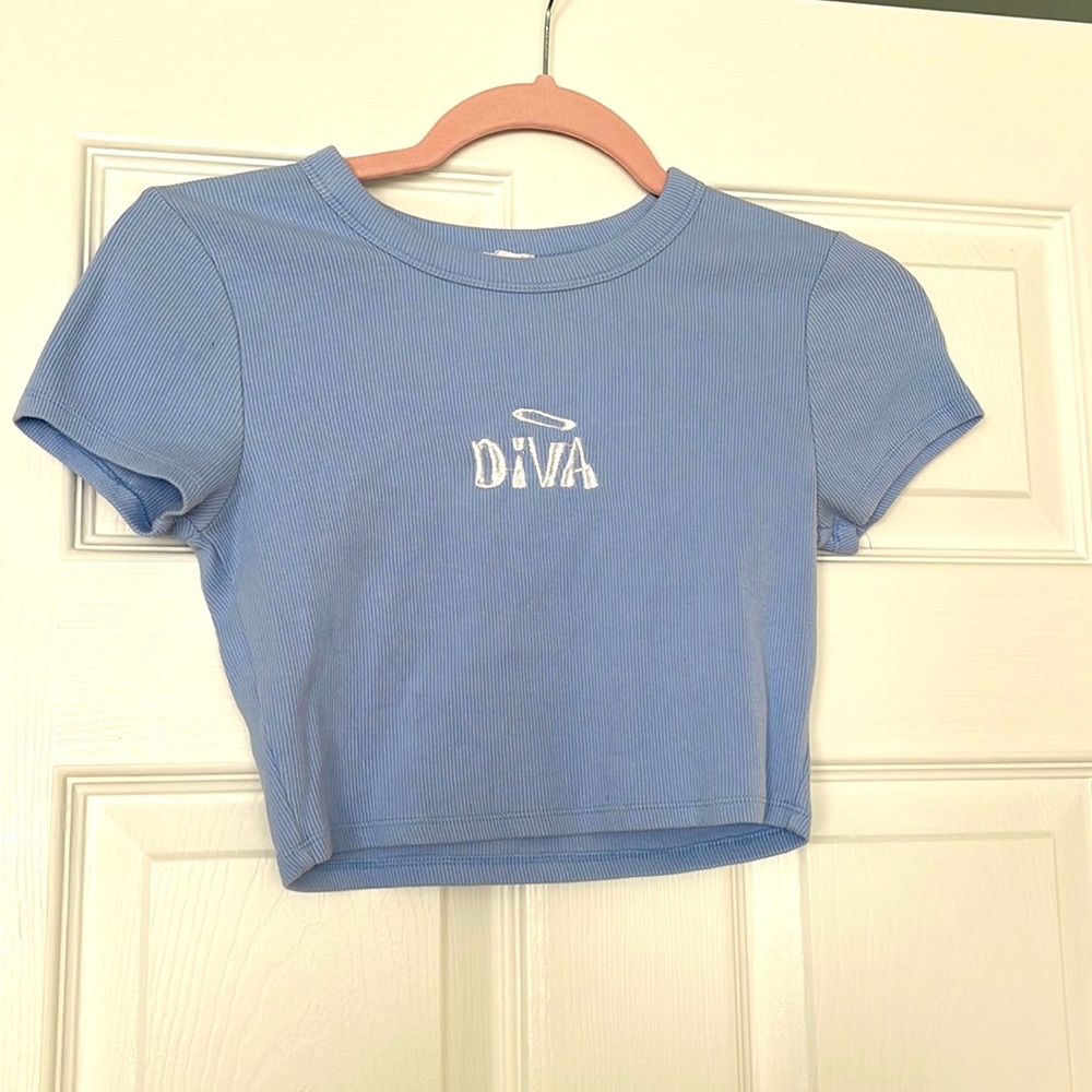 Garage crop top - baby blue
